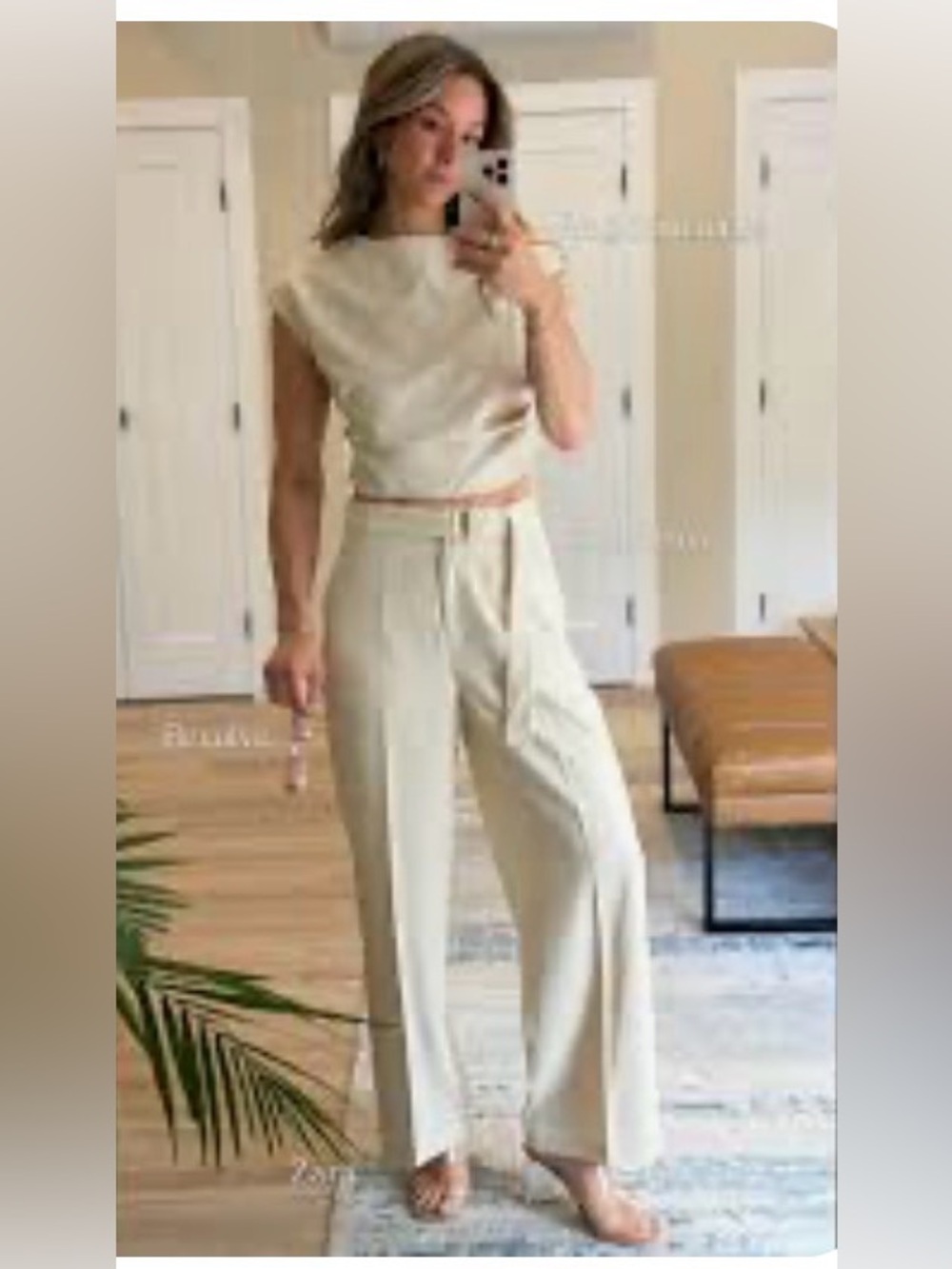 Commense Sleeveless Ruched top & Leg pants set